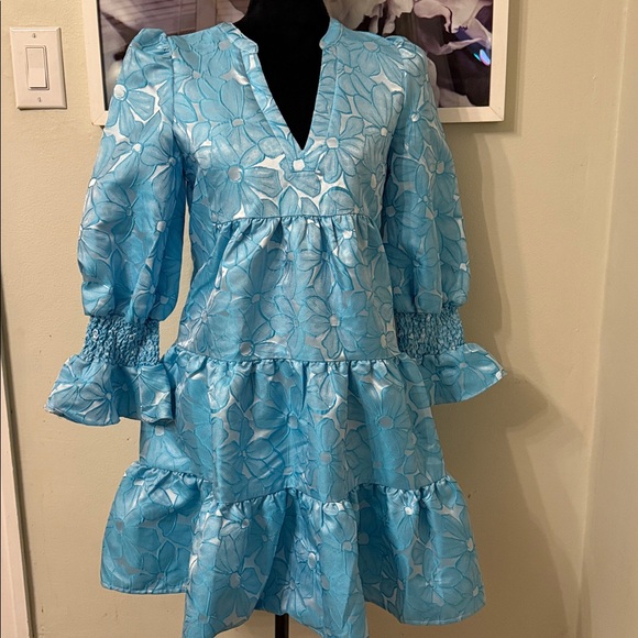 Pomander Place Aqua Floral Dress - Picture 3 of 5